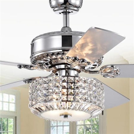 Warehouse Of Tiffany Warehouse of Tiffany CFL-8372REMO-CH 52 in. Walter Lighted Ceiling Fan with Crystal Bowl Shade; Chrome CFL-8372REMO/CH